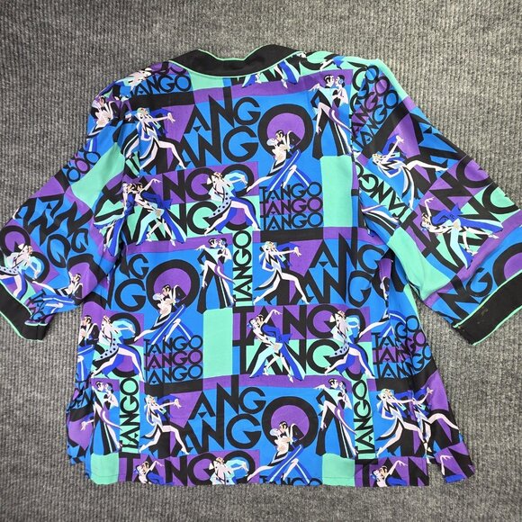 Bob Mackie Wearable Art Kimono Jacket Womens M Blue Silk Tango Dance Set - Picture 9 of 16